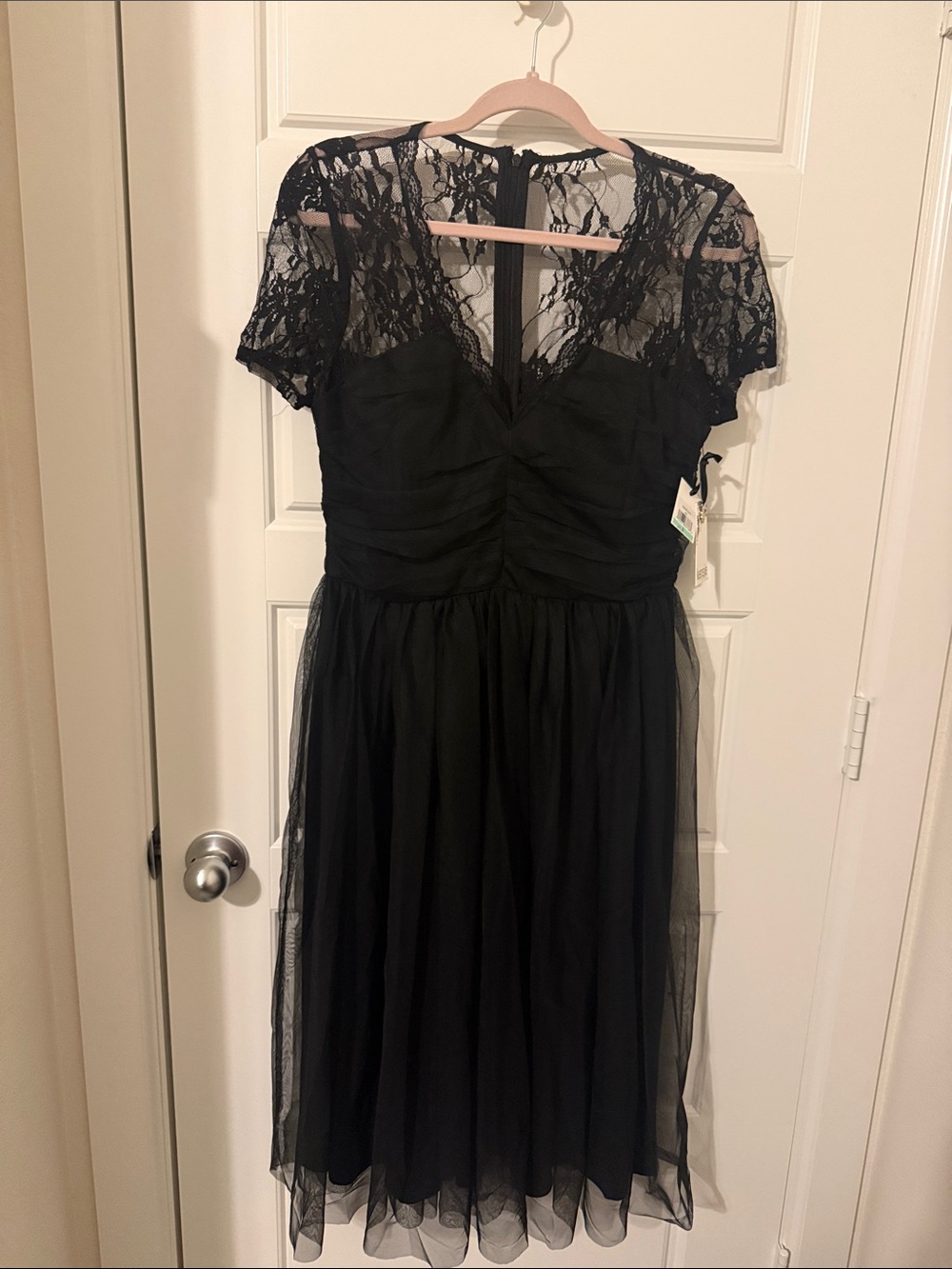 Kensie Black Lace & Tulle Midi Dress